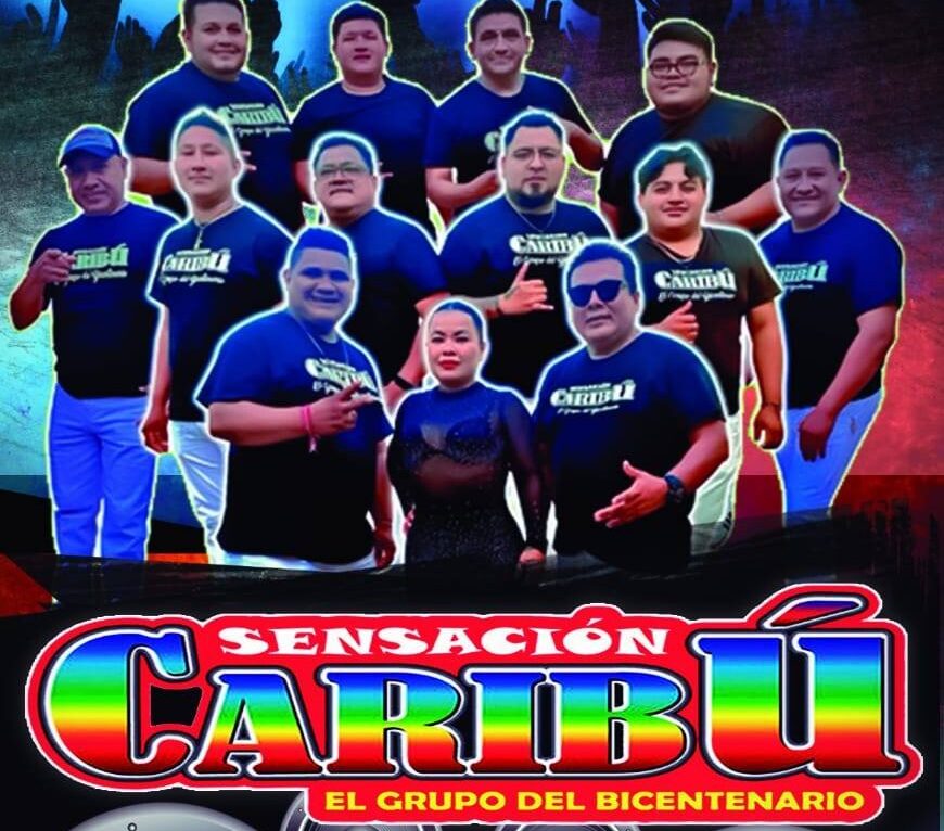 Cartel promocional del grupo Caribú de Juchitán para eventos y fiestas